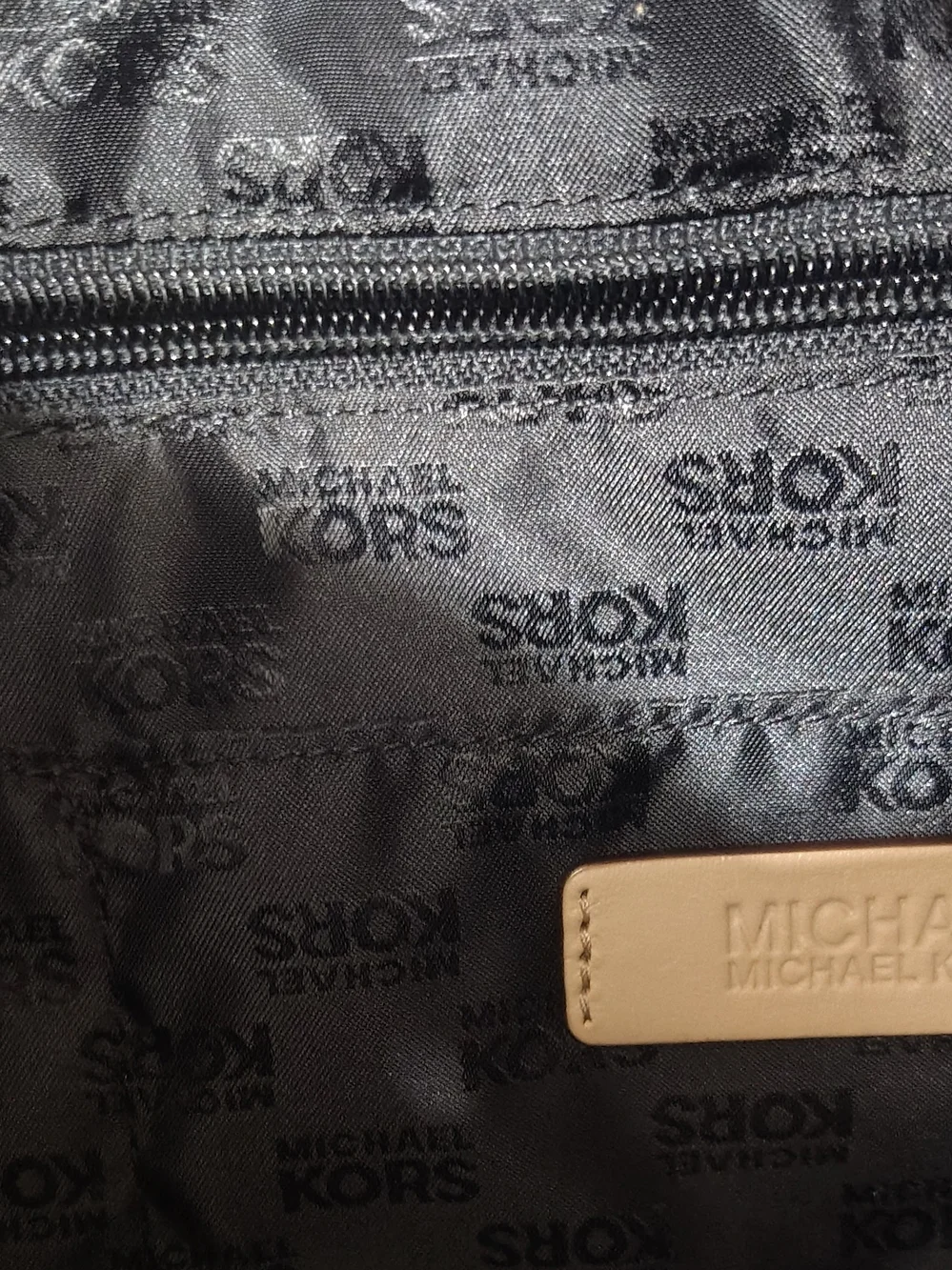 Michael Kors Black Leather Tote with Beige Straps